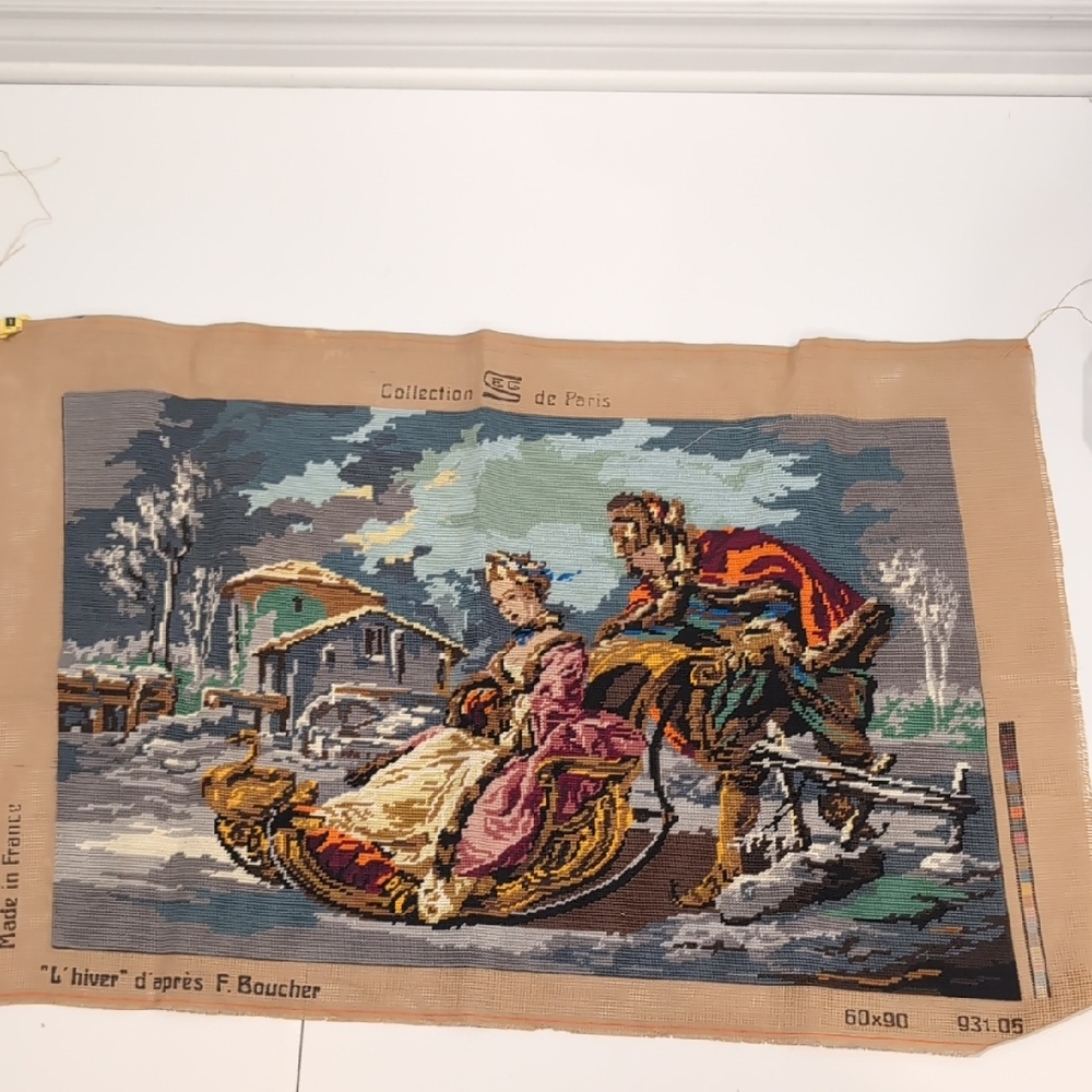 Vintage Collection De Paris Finished Victorian Winter Needlepoint L’hiver